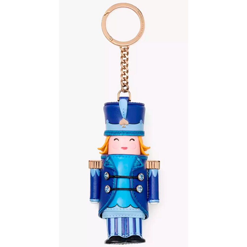 S Kate Spade Oh What Fun 3D Nutcracker Key Chain Blue Leather KJ963 NWT $149